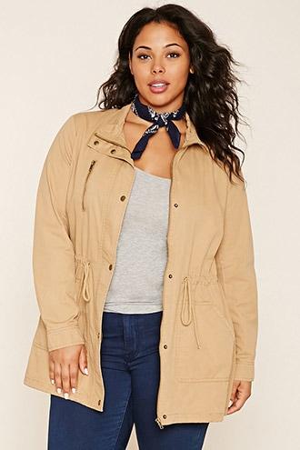 Forever21 Plus Women's  Camel Plus Size Drawstring Jacket