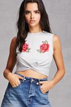 Forever21 Rose Patch Twisted Top