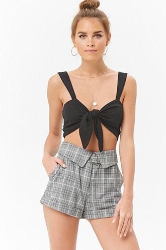 Forever21 Belted Glen Plaid Shorts