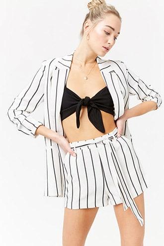 Forever21 Striped Self-tie Shorts