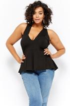 Forever21 Plus Size Plunging Flounce-hem Top