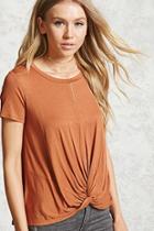 Forever21 Slub Knit Twist-front Tee