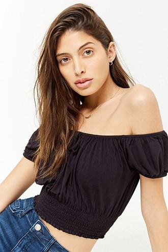 Forever21 Cropped Off-the-shoulder Peasant Top