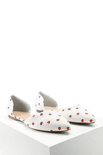 Forever21 Strawberry Print Cutout Flats