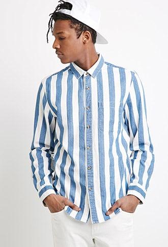 Forever21 Broad-striped Cotton Shirt