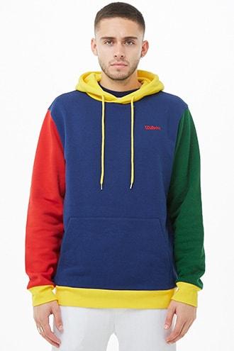Forever21 Wilson Fleece Colorblock Logo Hoodie
