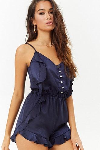 Forever21 Satin Flounce Romper
