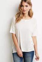 Forever21 Contemporary Speckled And Striped Drop-sleeve Tee
