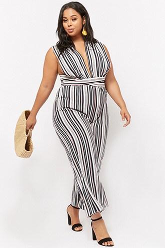 Forever21 Plus Size Multi-striped Convertible Jumpsuit