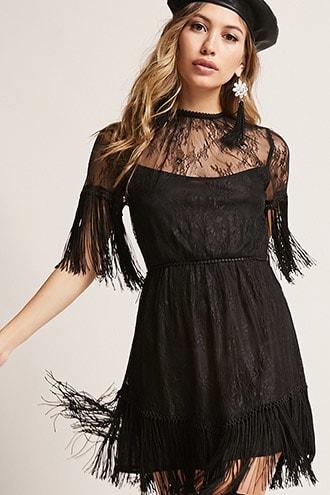 Forever21 Dark Pink Fringe Mini Dress