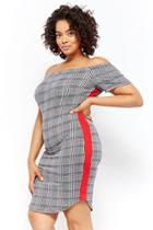 Forever21 Plus Size Glen Plaid Off-the Shoulder Dress