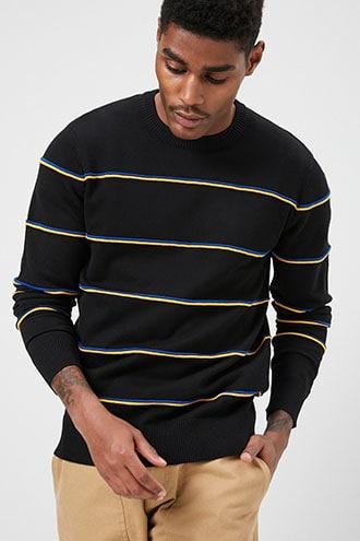 Forever21 Piped-trim Striped Sweater