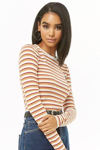 Forever21 Striped Long-sleeve Top
