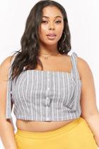 Forever21 Plus Size Striped Linen-blend Crop Top