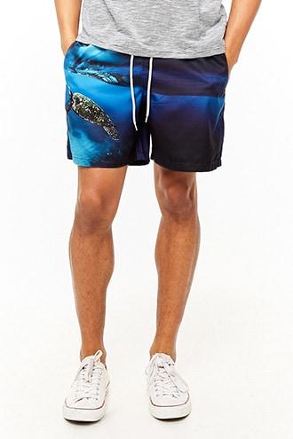 Forever21 Le Club Original Turtle Graphic Swim Trunks