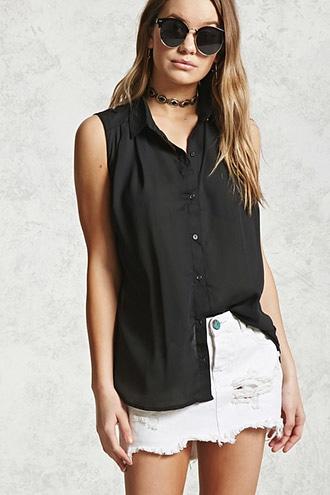 Forever21 Sleeveless Button-front Shirt