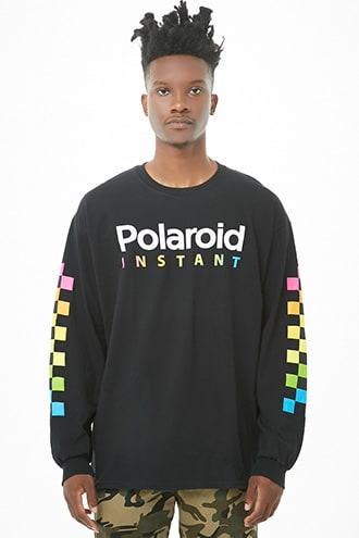 Forever21 Polaroid Checkered-trim Graphic Top