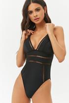 Forever21 Sheeny Ladder Cutout One-piece Swimsuit