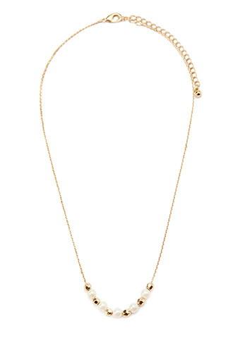 Forever21 Faux Pearl Charm Necklace (gold/cream)