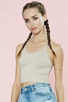 Forever21 Women's  Taupe Ribbed Halter Crop Top