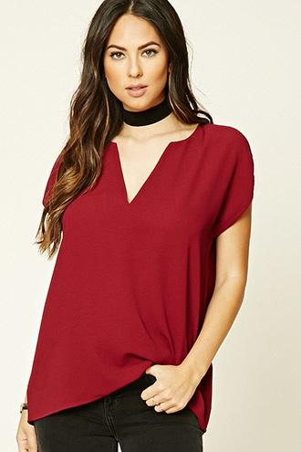 Forever21 Women's  Wine Textured Woven Top