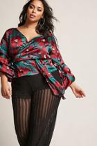 Forever21 Plus Size Floral Satin Wrap Top