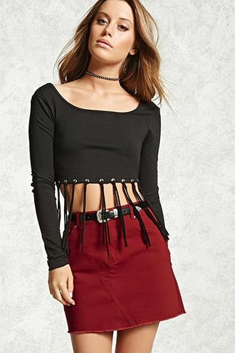 Forever21 Raw-cut Denim Skirt