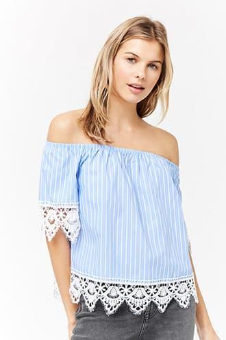 Forever21 Crochet Lace Off-the-shoulder Top