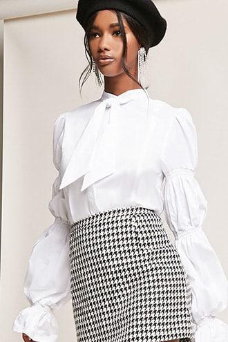Forever21 Puff-sleeve Poplin Shirt