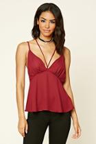 Forever21 Women's  Burgundy Strappy Cami Top