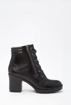 Forever21 Women's  Faux Leather Combat Boots (black)