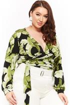 Forever21 Plus Size Leaf Print Wrap Top