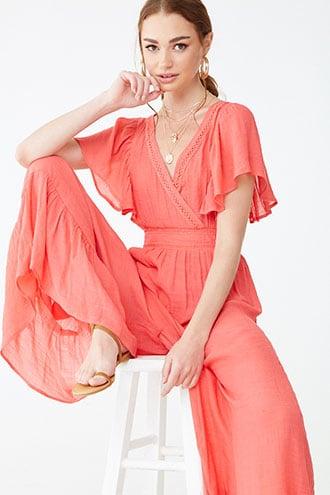 Forever21 Embroidered Surplice Jumpsuit