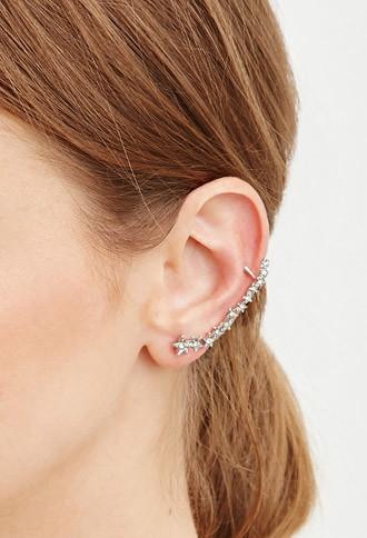 Forever21 Rhinestone Star Ear Cuff Set (silver/clear)