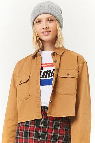 Forever21 Cropped Twill Shirt