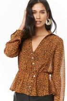 Forever21 Sheer Chiffon Leopard Print Top