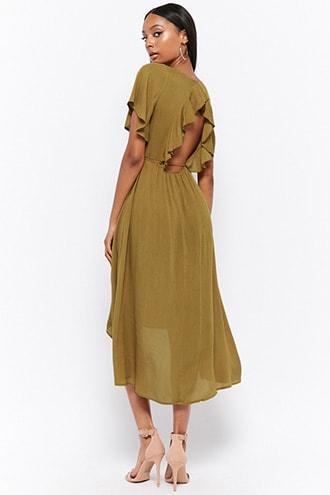 Forever21 Flutter-sleeve High-low Dress