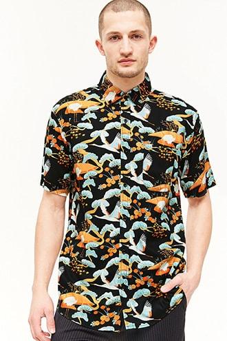 Forever21 Super Massive Crane Print Shirt