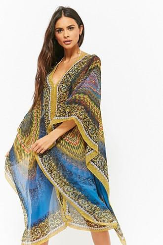 Forever21 Ornate Print Swim Cover-up Poncho