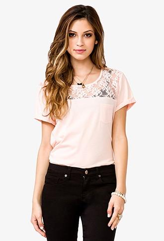 Forever21 Lace Yoke Knit Top