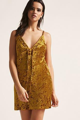 Forever21 Crushed Velvet Lace-up Cami Mini Dress