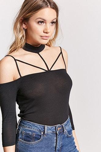 Forever21 Open-shoulder Choker Top