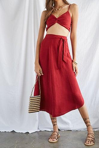 Forever21 Faux Wrap Midi Skirt