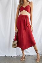Forever21 Faux Wrap Midi Skirt