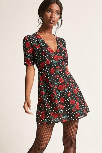 Forever21 Floral Polka Dot Dress