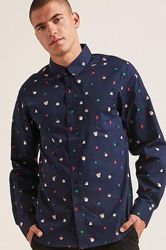 Forever21 Eighty Eight Holiday Button-front Shirt