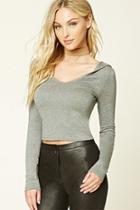 Forever21 Women's  Heathered Knit Hoodie Top