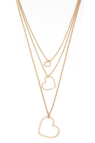 Forever21 Heart Cutout Pendant Layered Necklace