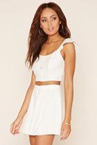 Forever21 Women's  Ivory Button Front Crop Top