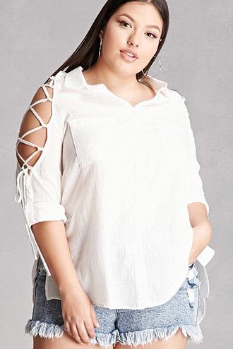 Forever21 Plus Size Tassels N Lace Shirt